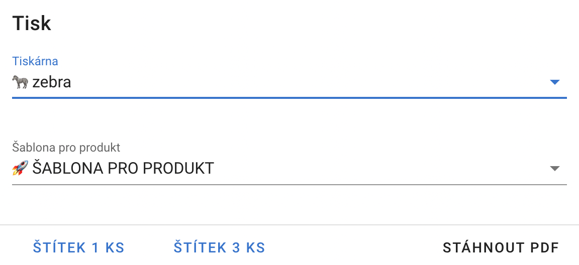 Tisk štítků, etiket a skladových pozic